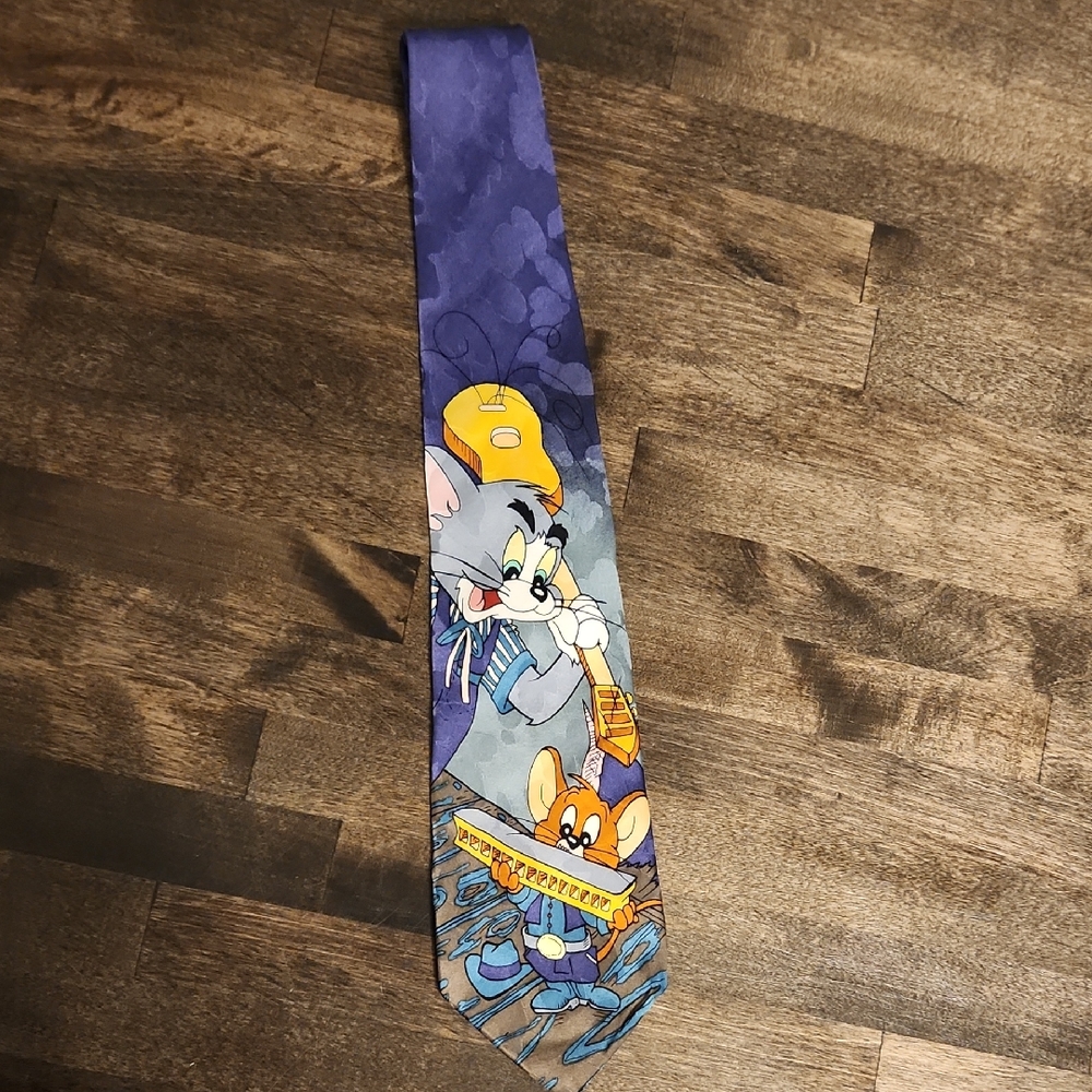 Tom And Jerry 100% Silk Guitar Harmonica Tie